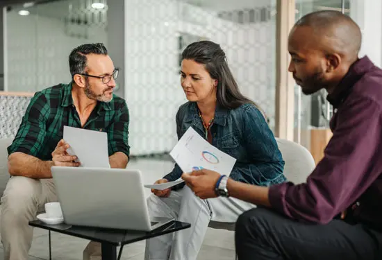 People in a work meeting.