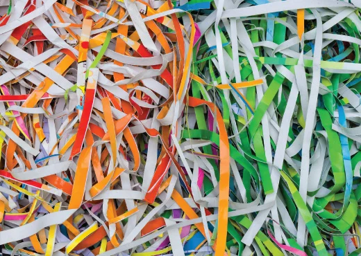 colorful shredded paper strands