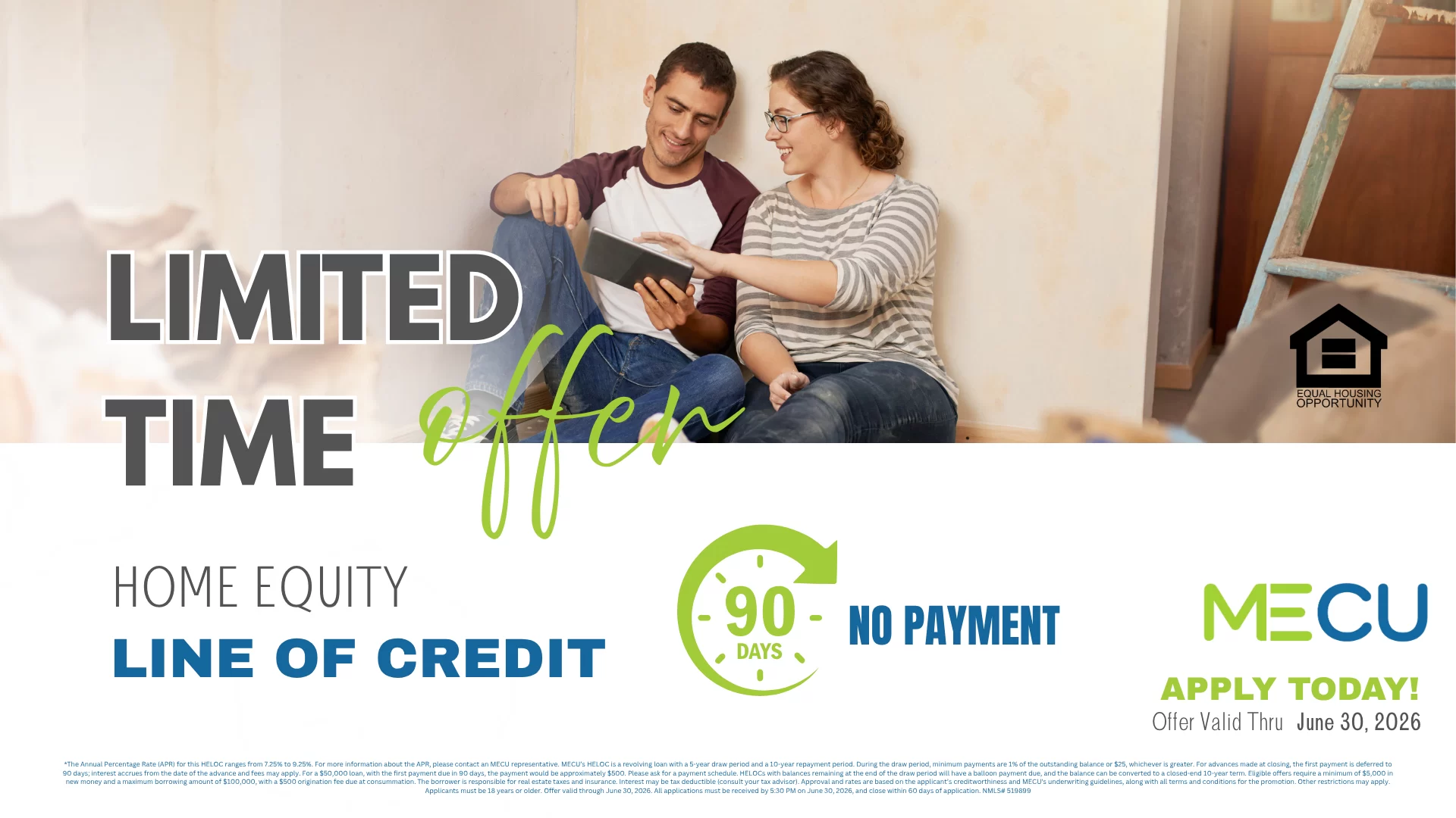 MECU HELOC 90-day no payment special